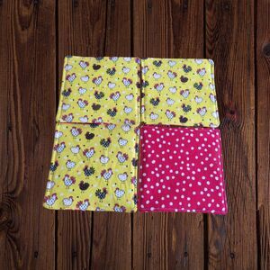Fabric Coasters, Set Of 4,  Chicken Reversible Red and White Polka Dot Mug Rugs